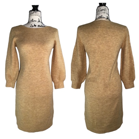 Vera Moda Balloon Sleeve Knit Sweater Dress  in Wheat Size Small (Fits like a M) - Picture 16 of 16